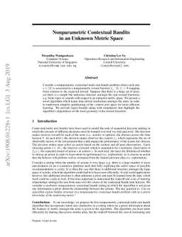 Nonparametric Contextual Bandits in an Unknown Metric Space