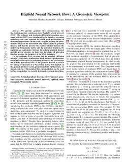 Hopfield Neural Network Flow: A Geometric Viewpoint