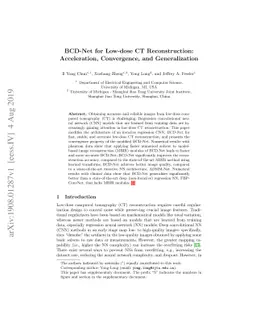 BCD-Net for Low-dose CT Reconstruction: Acceleration, Convergence, and
  Generalization