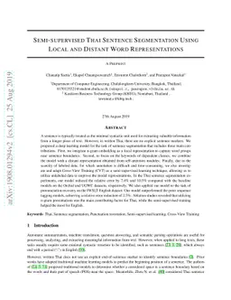 Semi-supervised Thai Sentence Segmentation Using Local and Distant Word
  Representations