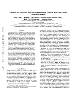A Restricted Black-box Adversarial Framework Towards Attacking Graph
  Embedding Models