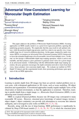 Adversarial View-Consistent Learning for Monocular Depth Estimation