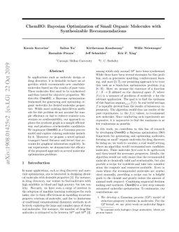 ChemBO: Bayesian Optimization of Small Organic Molecules with
  Synthesizable Recommendations