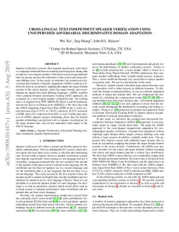 Cross-lingual Text-independent Speaker Verification using Unsupervised
  Adversarial Discriminative Domain Adaptation