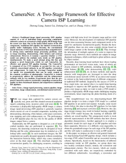 CameraNet: A Two-Stage Framework for Effective Camera ISP Learning