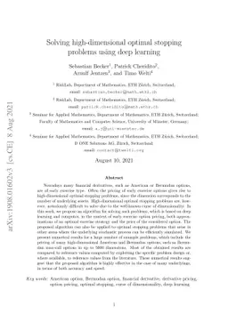 Solving high-dimensional optimal stopping problems using deep learning