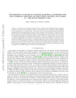 Convergence Analysis of Machine Learning Algorithms for the Numerical
  Solution of Mean Field Control and Games: II -- The Finite Horizon Case