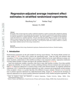 Regression-adjusted average treatment effect estimates in stratified
  randomized experiments