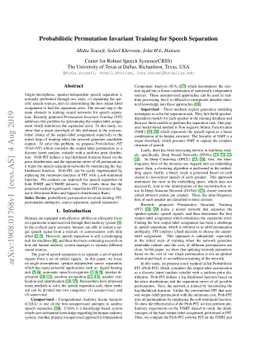 Probabilistic Permutation Invariant Training for Speech Separation