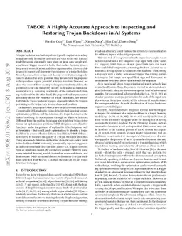 TABOR: A Highly Accurate Approach to Inspecting and Restoring Trojan
  Backdoors in AI Systems