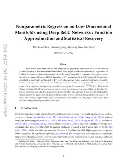 Nonparametric Regression on Low-Dimensional Manifolds using Deep ReLU
  Networks : Function Approximation and Statistical Recovery