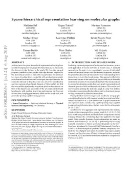 Sparse hierarchical representation learning on molecular graphs
