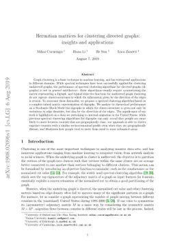 Hermitian matrices for clustering directed graphs: insights and
  applications