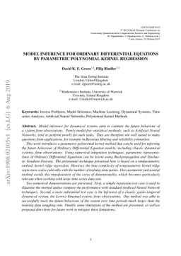 Model inference for Ordinary Differential Equations by parametric
  polynomial kernel regression