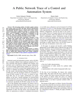 A Public Network Trace of a Control and Automation System