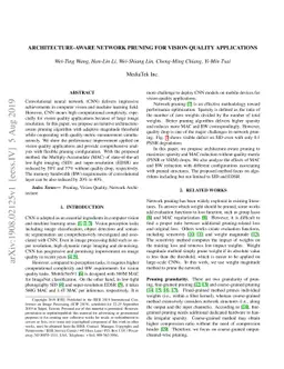 Architecture-aware Network Pruning for Vision Quality Applications