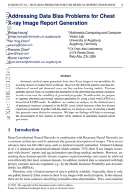 Addressing Data Bias Problems for Chest X-ray Image Report Generation