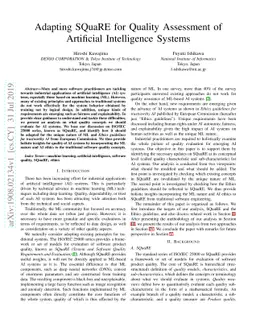 Adapting SQuaRE for Quality Assessment of Artificial Intelligence
  Systems