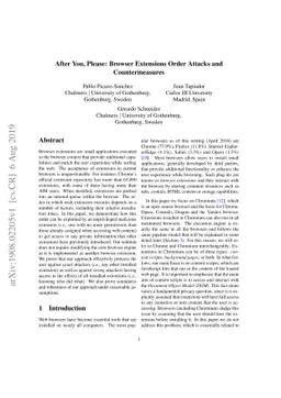 After You, Please: Browser Extensions Order Attacks and Countermeasures