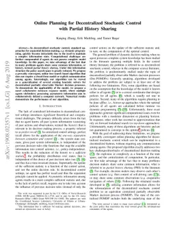 Online Planning for Decentralized Stochastic Control with Partial
  History Sharing