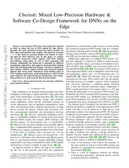 Cheetah: Mixed Low-Precision Hardware & Software Co-Design Framework for
  DNNs on the Edge