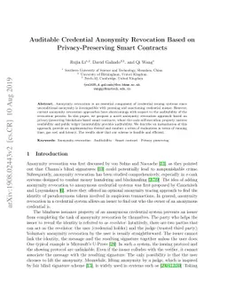 Auditable Credential Anonymity Revocation Based on Privacy-Preserving
  Smart Contracts