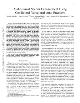 Audio-visual Speech Enhancement Using Conditional Variational
  Auto-Encoders