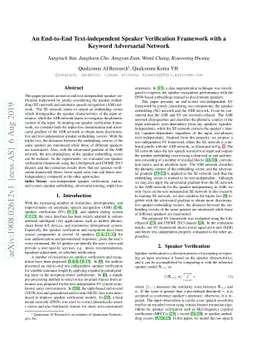 An End-to-End Text-independent Speaker Verification Framework with a
  Keyword Adversarial Network