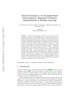 Paired-Consistency: An Example-Based Model-Agnostic Approach to Fairness
  Regularization in Machine Learning