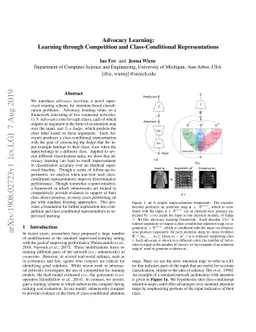 Advocacy Learning: Learning through Competition and Class-Conditional
  Representations