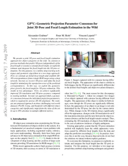 GP2C: Geometric Projection Parameter Consensus for Joint 3D Pose and
  Focal Length Estimation in the Wild