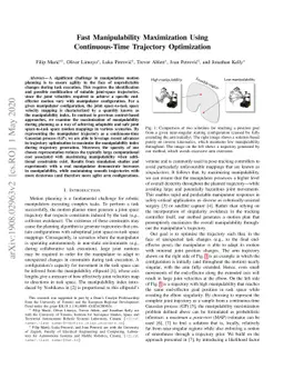 Fast Manipulability Maximization Using Continuous-Time Trajectory
  Optimization