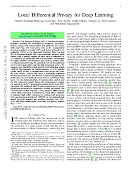 Local Differential Privacy for Deep Learning