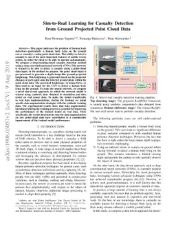 Sim-to-Real Learning for Casualty Detection from Ground Projected Point
  Cloud Data