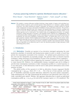 A Privacy-preserving Method to Optimize Distributed Resource Allocation