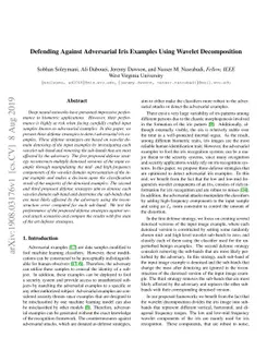 Defending Against Adversarial Iris Examples Using Wavelet Decomposition