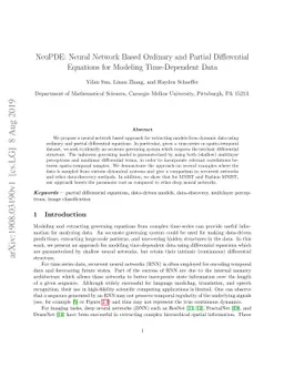 NeuPDE: Neural Network Based Ordinary and Partial Differential Equations
  for Modeling Time-Dependent Data