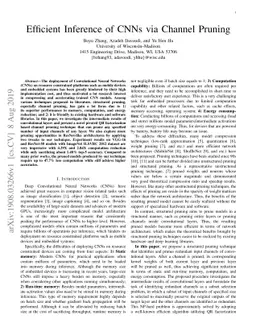 Efficient Inference of CNNs via Channel Pruning
