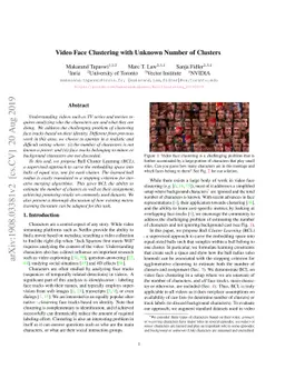 Video Face Clustering with Unknown Number of Clusters