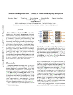 Transferable Representation Learning in Vision-and-Language Navigation