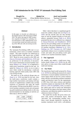 UdS Submission for the WMT 19 Automatic Post-Editing Task