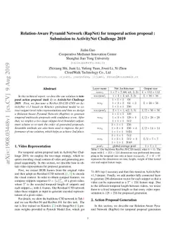 Relation-Aware Pyramid Network (RapNet) for temporal action proposal