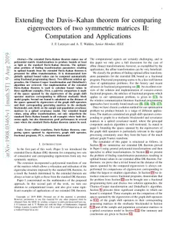 Extending the Davis-Kahan theorem for comparing eigenvectors of two
  symmetric matrices II: Computation and Applications