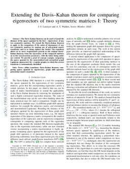 Extending the Davis-Kahan theorem for comparing eigenvectors of two
  symmetric matrices I: Theory