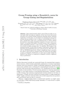 Group Pruning using a Bounded-Lp norm for Group Gating and
  Regularization