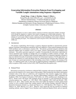 Generating Information Extraction Patterns from Overlapping and Variable
  Length Annotations using Sequence Alignment