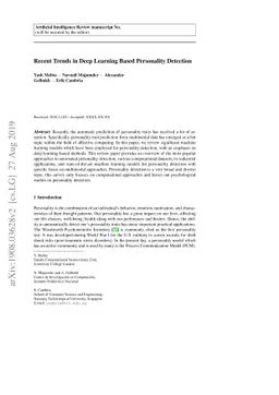 Recent Trends in Deep Learning Based Personality Detection