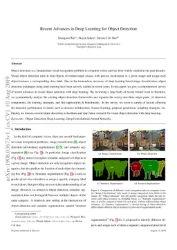 Recent Advances in Deep Learning for Object Detection