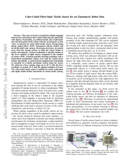 Color-Coded Fiber-Optic Tactile Sensor for an Elastomeric Robot Skin