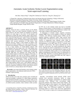 Automatic acute ischemic stroke lesion segmentation using
  semi-supervised learning